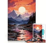 Paesaggio montano al tramonto Puzzle per ragazzi 1000 pezzi Rinforza la memoria Momenti di pace Qualità Bordo Classico Regalo (38x52cm)