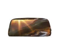 Paesaggio montano all'alba, borsa per il trucco per uomo e donna, beauty case da viaggio, pochette estetica, astuccio grande per matite