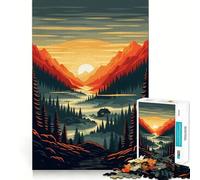 Paesaggio montano con baita al tramonto Puzzle difficile per adulti da 1000 pezzi Gioco di logica stimolante Ideale per momenti di condivisione Bordi trasparenti Regalo perfetto (38x52cm)