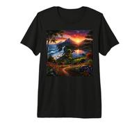 Paesaggio Montano con Sentiero e Tramonto Maglietta Premium
