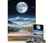 Paesaggio montano illuminato dalla luna, puzzle da 1000 pezzi per adulti, giocattolo rilassante, antistress, bordi precisi, regalo premuroso (38x52cm)