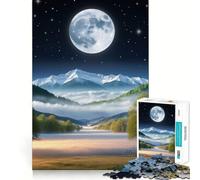 Paesaggio montano illuminato dalla luna, puzzle da 1000 pezzi per adulti, gioco di concentrazione e divertimento tranquillo con bordi netti, ideale come regalo di Babbo Natale (50x75cm)