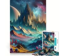 Paesaggio montano surreale, puzzle da 1000 pezzi per adolescenti, rompicapo, attività per la casa, taglio premium, articolo regalo di Babbo Natale 50x75cm