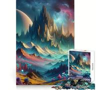 Paesaggio montano surreale, puzzle da 1000 pezzi per adolescenti, rompicapo, attività per la casa, taglio premium, articolo regalo di Babbo Natale 50x75cm