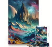 Paesaggio montano surreale, puzzle da 1000 pezzi per adulti, gioco di logica e intrattenimento rilassante, opera d'arte di alta qualità 38x52cm
