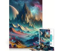 Paesaggio montano surreale, puzzle da 1000 pezzi per ragazzi, gioco di logica stimolante per il relax, bordi chiari, sorpresa di compleanno 38x26cm