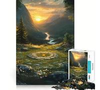 Paesaggio montano-valle con cerchio di pietre Puzzle per adolescenti da 1000 pezzi Gioco rompicapo antistress Taglio di alta qualità (38x52cm)