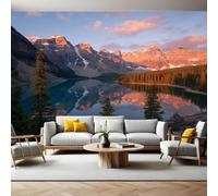 Paesaggio Naturale Carta da Parati Fotografica Laghi e montagne innevate Poster Giganti da Parete 400 x 280 cm Soggiorno Divano TV Hotel a Tema Corridoio di Lusso Sfondo Dipinto Murale