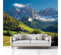 Paesaggio Naturale Montagne Dolomiti Villaggio Carta Da Parati 3D Fotomurale Murali 400 x 280 cm Fotomurali Murales, Verde Poster Decorazione Da Muro, Per Soggiorno Divano Tv Hotel