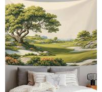 Paesaggio Naturale Tranquillo Arazzo Da Parete, Tapestry Wall Hanging Con Querce Colline, Verde Arazzo Da Parete per Camera Da Letto Soggiorno Copriletto Decorazione Murale - 150x100cm