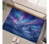 Paesaggio Naturale Zerbino 50X80cm,Montagne Innevate Modello Aurora Boreale Zerbino Ingresso Antiscivolo Lavabili Basso Profilo Tappetino Per Tappeto Ingresso Interno Per Tappeto Per Zerbini,Viola Blu