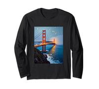Paesaggio nebbioso Stellato del Golden Gate Bridge di San Francisco Maglia a Manica