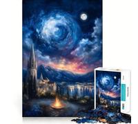 Paesaggio notturno con castello e luna - Puzzle da 1000 pezzi per ragazzi - Gioco rilassante e di richiamo - Dimensioni chiare - Regalo perfetto (38x26cm)