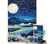 Paesaggio notturno con luna e montagne - Puzzle da 1000 pezzi per ragazzi - Gioco per allenare la mente - Attività a casa - Assemblaggio artistico (38x52cm)