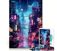 Paesaggio notturno della città Puzzle per adolescenti 1000 pezzi Richiamo Stimolante Tempo libero Pulito Lista dei desideri di Babbo Natale (38x52cm)