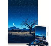 Paesaggio notturno in pixel art con casa abbandonata,puzzle da 1000 pezzi per adolescenti,allenamento della memoria,svago rilassante,taglio perfetto,bel regalo (38x52cm)