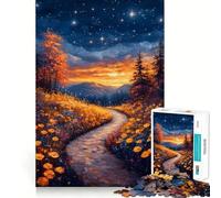 Paesaggio notturno stellato con sentiero tortuoso - Puzzle per adulti da 1000 pezzi - Gioco per esercizi mentali e rilassamento - Design e assemblaggio Babbo Natale 50x75cm