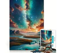 Paesaggio notturno stellato - Puzzle da 1000 pezzi per adulti - Gioco di logica stimolante - Gioco di gruppo - Bordi trasparenti - Regalo perfetto 50x75cm