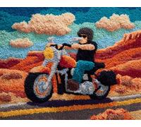 Paesaggio occidentale Diy Kit Per Fabbricare Tappeti Kit Ganci Di Chiusura,Un uomo in sella a una motocicletta,Ganci Di Chiusura Per Adulti Principianti,Appassionati Del Per La Realizzazi,52x38cm