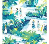 Paesaggio oceanico Carta da parati staccabile e adesiva 45cm x 1000cm, Acquerello astratto tropicale Carta adesiva per mobili da camera da letto, rivestimento murale per la decorazione del piano di l