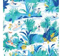Paesaggio oceanico Carta da parati staccabile e adesiva 45cm x 300cm, Acquerello astratto tropicale Carta adesiva per mobili da camera da letto, rivestimento murale per la decorazione del piano di la