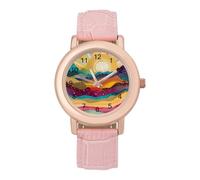 Paesaggio psichedelico con montagne sole moda orologio da donna facile lettura novità sottile quarzo casual vestito orologi da polso