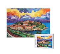 Paesaggio Puzzle 500 Pezzi, Puzzle Treno Pattern Design con Confezione Regalo, Fai da te Puzzles in Legno, Dimensione Di 52x38cm, Regalo Adulti Lntrattenimento Creativo, Collection Regali Decor,p52t