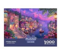 Paesaggio Riva Cittadina Puzzle 1000 Pezzi per Adulti Veduta Notturna Gioco di Puzzle 1000 Pezzi Decorazione Casa Relax 52x38cm/1000pcs