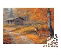 Paesaggio rustico con baita Scena di foresta autunnale 38x26cm/1000pcs Puzzle Adatto Per Adulti E Folla Dai 14 Anni in Su