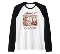 Paesaggio Rustico e Vita Lenta del Vermont Maglia con Maniche Raglan