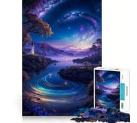 Paesaggio spaziale al neon, puzzle da 1000 pezzi per adolescenti, gioco per allenare la mente, facile da assemblare, regalo elegante (38x26cm)