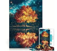 Paesaggio spaziale fantastico - Puzzle da 1000 pezzi con riflessi di alberi autunnali per ragazzi, gioco di logica, divertimento rilassante, taglio preciso, regalo artistico (38x52cm)