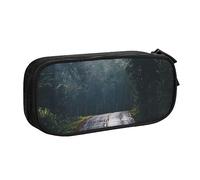 Paesaggio stradale Stampato Matita Pouch Trucco Sacchetto di Gioielli Scatola di Immagazzinaggio Portatile Scatola di Immagazzinaggio, Nero , Taglia unica, Astuccio portamatite