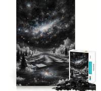 Paesaggio surreale a scacchiera con galassia, puzzle per adolescenti, 1000 pezzi per allenare la mente, semplice e divertente da assemblare, regalo prezioso 38x52cm