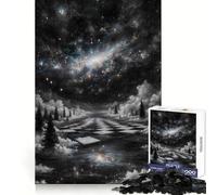 Paesaggio surreale a scacchiera con galassia, puzzle per adolescenti, 1000 pezzi per allenare la mente, semplice e divertente da assemblare, regalo prezioso 38x52cm