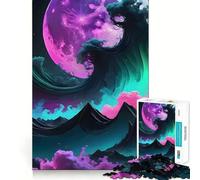 Paesaggio surreale con luna e onde, puzzle da 1000 pezzi per adolescenti, gioco intelligente per il relax, assemblaggio di modelli, lista dei desideri di Babbo Natale 50x75cm