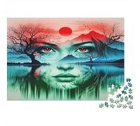 Paesaggio surreale del volto Puzzles 1000 Pezzi Carta riciclata per adulti Puzzle per adulti Gioco educativo con sfida Ottima idea regalo per il relax 52x38cm/1000pcs