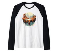 Paesaggio surreale di fantasia dell'isola galleggiante Maglia con Maniche Raglan