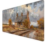 Paesaggio Tappetino Mouse xxl 900 x 400 mm, Esteso Tappetino Mouse Autunno Con Base in Gomma Naturale Antiscivolo, Bordi Cuciti Tappeto Scrivania Migliora Precisione e Velocità per PC Accessori u1-215