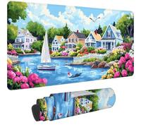 Paesaggio Tappetino Mouse XXL Gaming 1200 x 600 mm 2025 Nuovo Piccola città Tappetino Scrivania Impermeabile,Mousepad con Base in Gomma Antiscivolo,Migliorare la Precisione e la Velocità,-dd1169