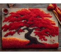 Paesaggio Tappeto Annodato Da Realizzarealbero Rosso Fantasy Kit Per Punto Croce Per Bambini E Adulti,Kits Per Realizzare Tappeti Con Uncinetto,Set Per Arazzo All'Uncinetto 23x35in