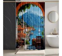 Paesaggio Tenda Doccia 200x240 cm, HD Stampa Tenda Doccia Oceano Shower Curtain Impermeabile Poliestere con 12 Anelli, Stampa Shower Curtain per Bagno, Vasca da Bagno, Regalo Donna -zpg250734962I