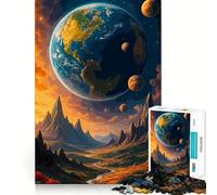 Paesaggio terrestre surreale con pianeti - Puzzle da 1000 pezzi per ragazzi - Gioco di logica - Momento di relax - Bordo di qualità - Regalo perfetto 38x52cm