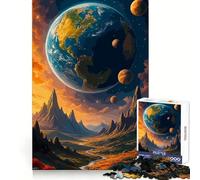 Paesaggio terrestre surreale con pianeti - Puzzle da 1000 pezzi per ragazzi - Gioco di logica - Momento di relax - Bordo di qualità - Regalo perfetto 38x52cm