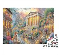 Paesaggio Urbano Antico con Cane Puzzle in cartone Cane nella città greca antica con il Partenone Puzzle premium regalo decorativo per calza 70x50cm/1000 pezzi