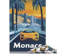 Paesaggio urbano di Monaco con auto sportiva Poster Puzzle 1000 pezzi Puzzle per adulti Puzzle in legno per adulti Adolescenti Adolescenti Uomo Donna Regalo 1000 pezzi (75x50 cm)