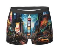 Paesaggio Urbano di New York, Arte al Neon Notturna Colorata Uomo Boxer Slip Flessibile Boxer Aderenti Elastico Slip Mutande L