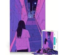 Paesaggio urbano notturno con donna - Puzzle da 1000 pezzi per adulti - Gioco intelligente da assemblare insieme - Regalo stagionale (38x52cm)