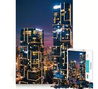 Paesaggio urbano notturno con grattacieli illuminati - Puzzle da 1000 pezzi per ragazzi - Gioco di allenamento mentale - Facile da assemblare - Regalo elegante (38x26cm)
