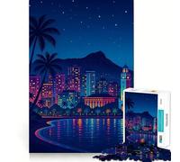 Paesaggio urbano notturno di Honolulu - Puzzle per ragazzi da 1000 pezzi - Pensa in modo intelligente - Giocattolo per la casa - Passatempo - Taglio preciso - Regalo per le festività (38x26cm)